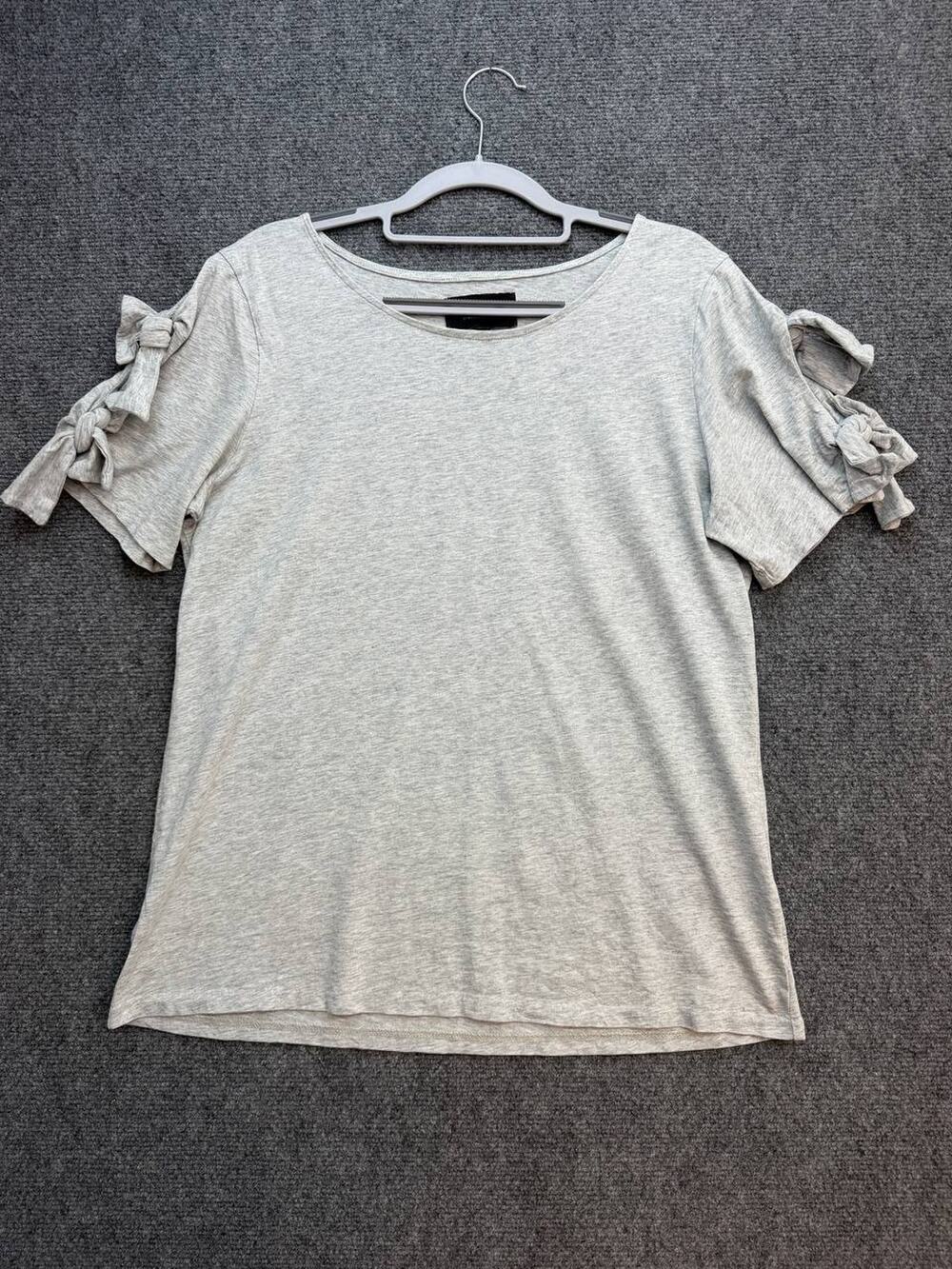 Banana Republic Limited Edition Women's M Gray Bow Tie Sleeve Supima Cotton Top